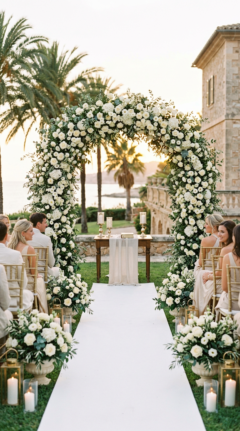Ivory rose ceremony arch
